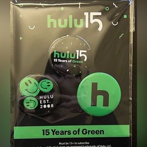NEW and UNSEALED Hulu 15 Years of Green 3-Button Set